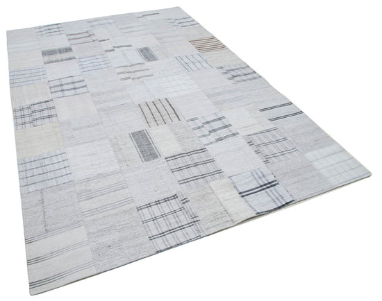 7x10 Beige Kilim Patchwork Rug - 30374