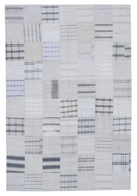 7x10 Beige Kilim Patchwork Rug - 30375