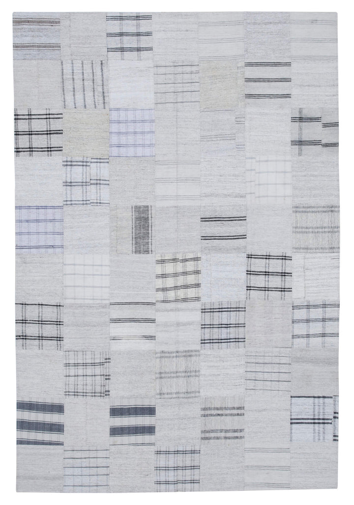 7x10 Beige Kilim Patchwork Rug - 30375