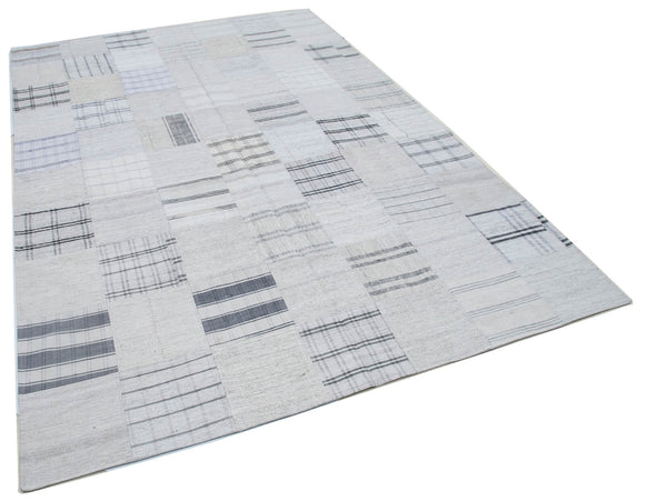 7x10 Beige Kilim Patchwork Rug - 30375
