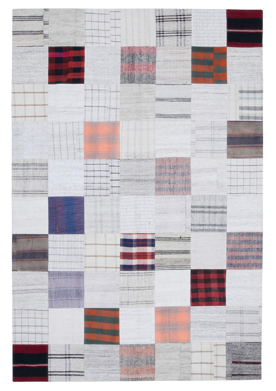 7x10 Beige Kilim Patchwork Rug - 30377