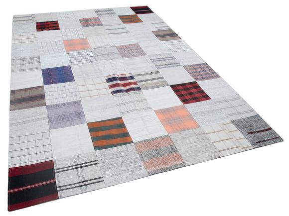 7x10 Beige Kilim Patchwork Rug - 30377