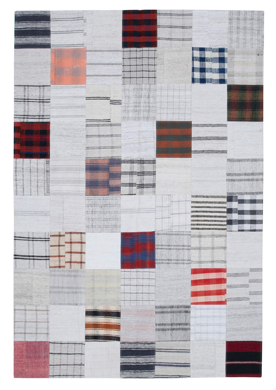 7x10 Beige Kilim Patchwork Rug - 30378