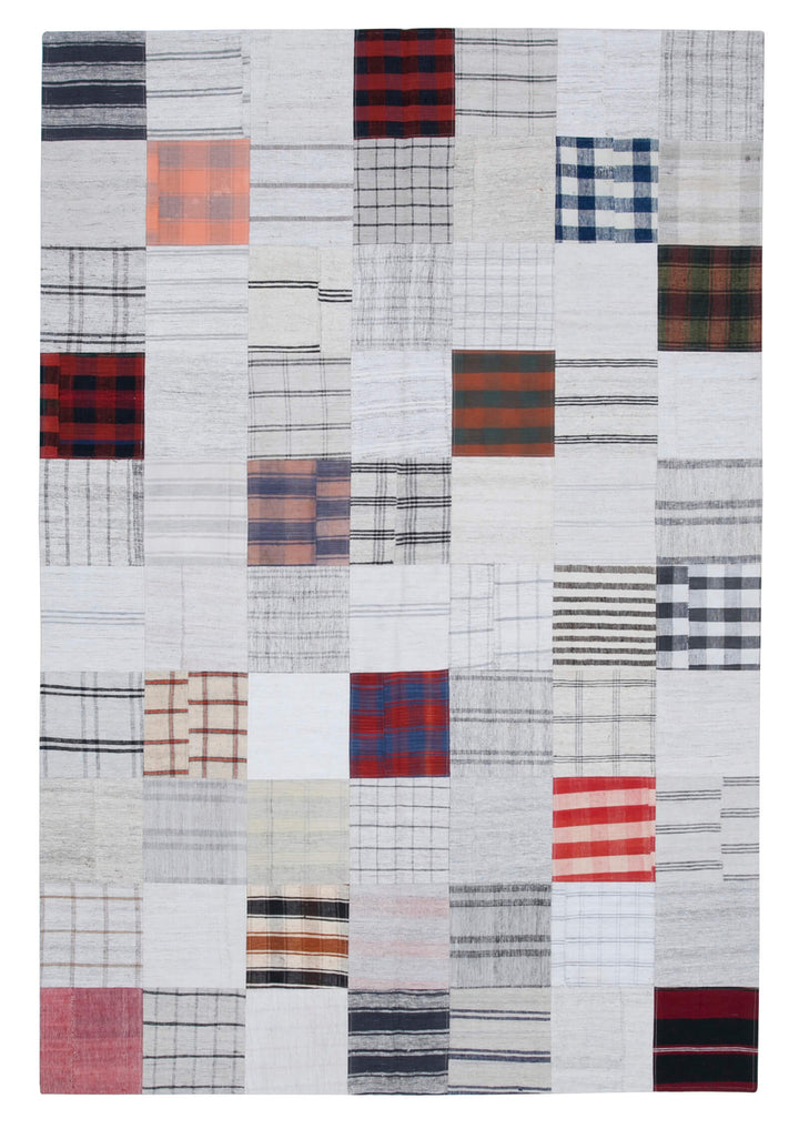 7x10 Beige Kilim Patchwork Rug - 30378