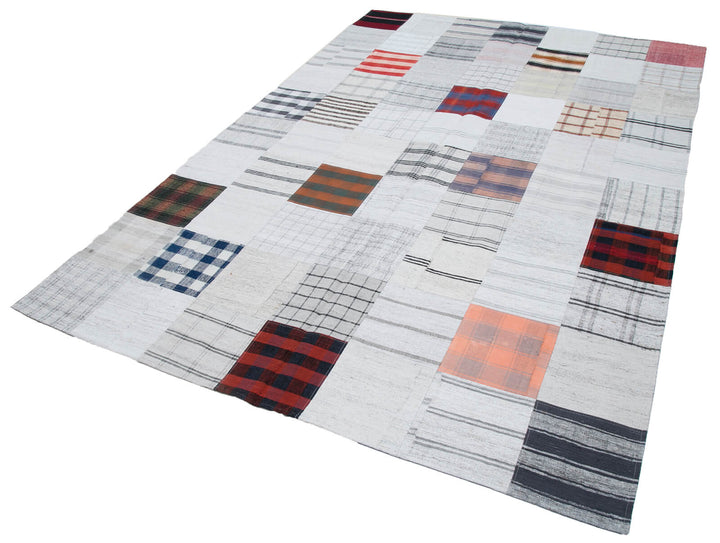 7x10 Beige Kilim Patchwork Rug - 30378