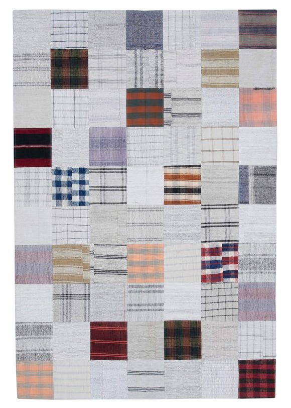 7x10 Beige Kilim Patchwork Rug - 30379