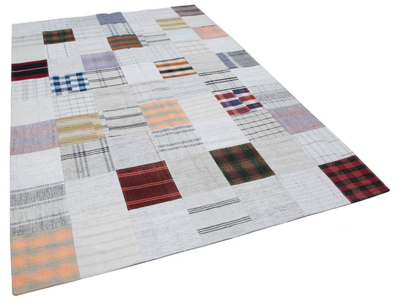 7x10 Beige Kilim Patchwork Rug - 30379