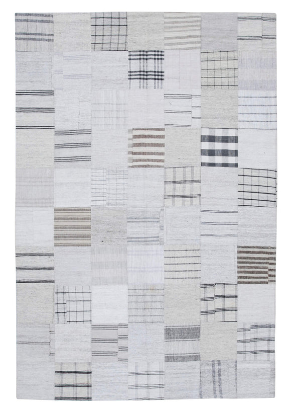 7x10 Beige Kilim Patchwork Rug - 30382