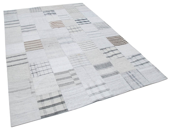 7x10 Beige Kilim Patchwork Rug - 30382