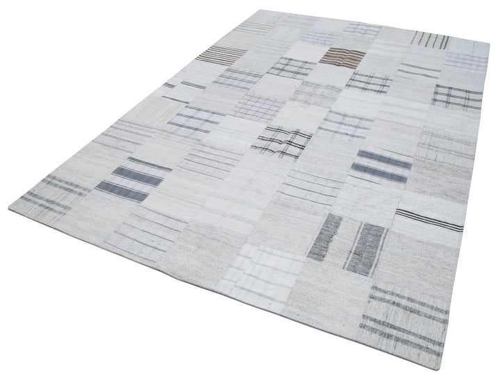 7x10 Beige Kilim Patchwork Rug - 30383