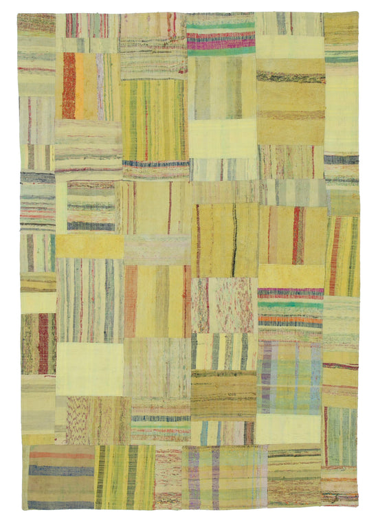 7x10 Yellow Kilim Patchwork Rug - 30388