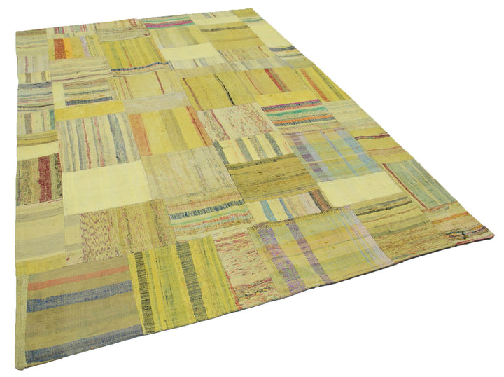 7x10 Yellow Kilim Patchwork Rug - 30388