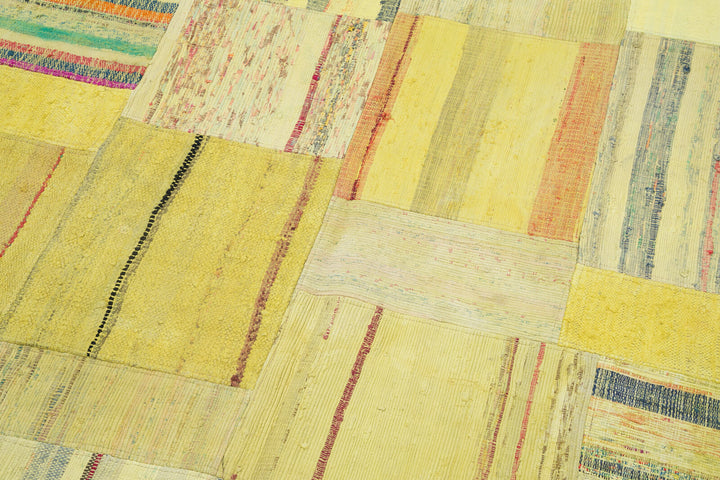 7x10 Yellow Kilim Patchwork Rug - 30388