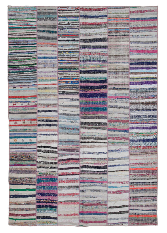 7x10 Multicolor Kilim Patchwork Rug - 30397