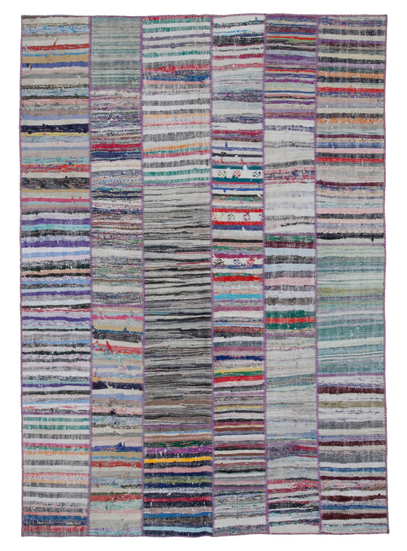 7x10 Multicolor Kilim Patchwork Rug - 30407