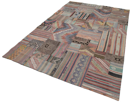 7x10 Multicolor Kilim Patchwork Rug - 30466