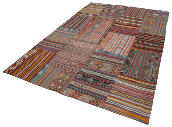 7x10 Multicolor Kilim Patchwork Rug - 30472