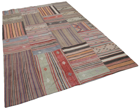 7x10 Brown Kilim Patchwork Rug - 30473