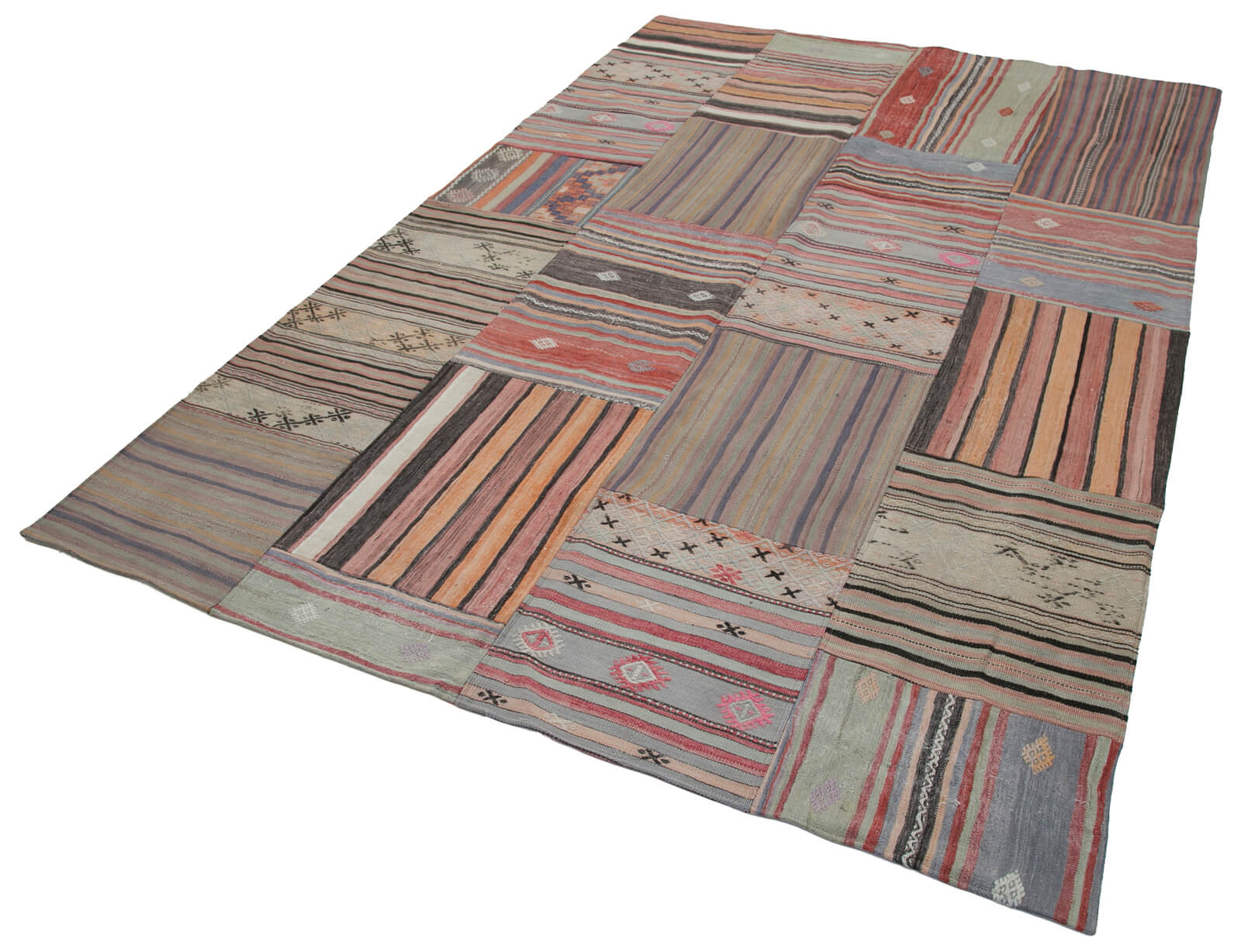 7x10 Brown Kilim Patchwork Rug - 30473