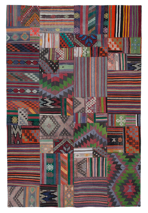 7x10 Multicolor Kilim Patchwork Rug - 30474