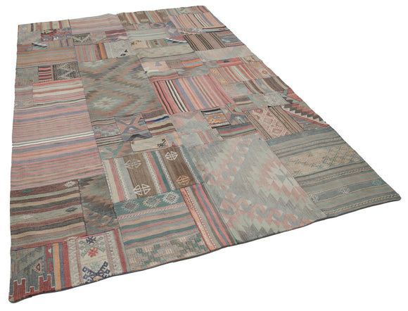 7x10 Beige Kilim Patchwork Rug - 30477
