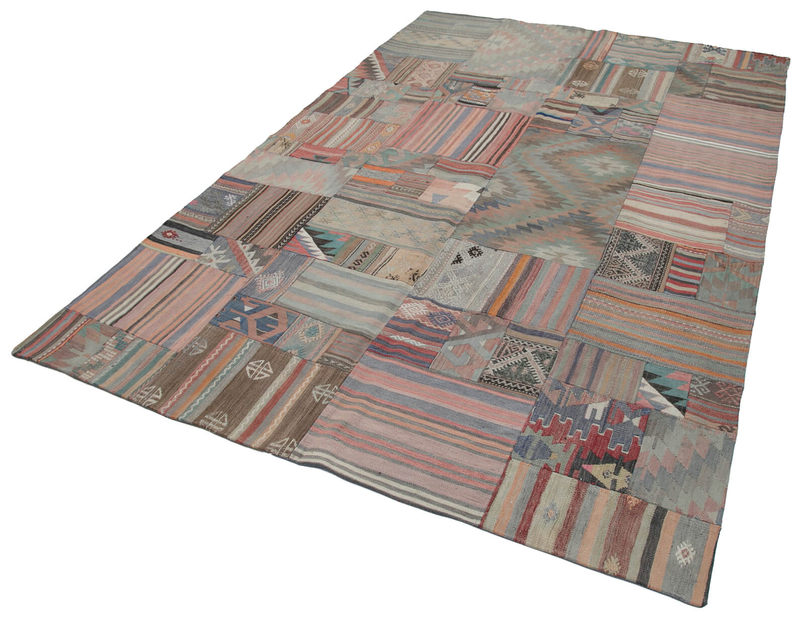 7x10 Beige Kilim Patchwork Rug - 30477