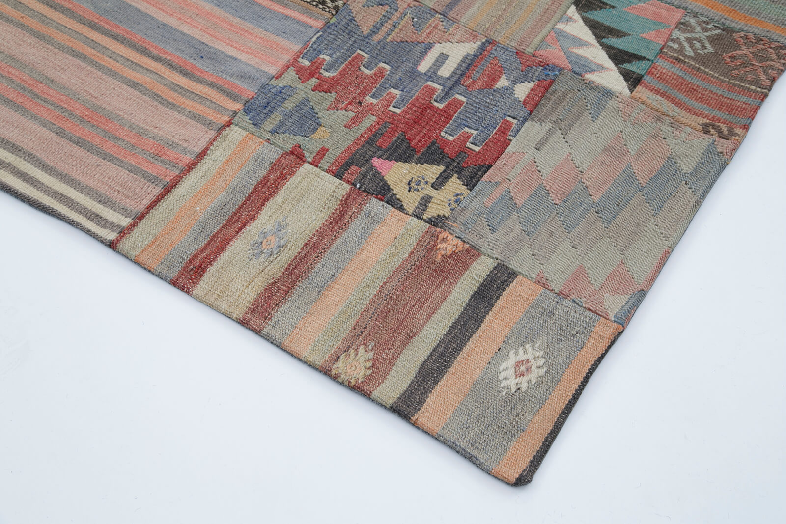 7x10 Beige Kilim Patchwork Rug - 30477