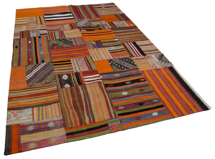 7x10 Orange Kilim Patchwork Rug - 30478