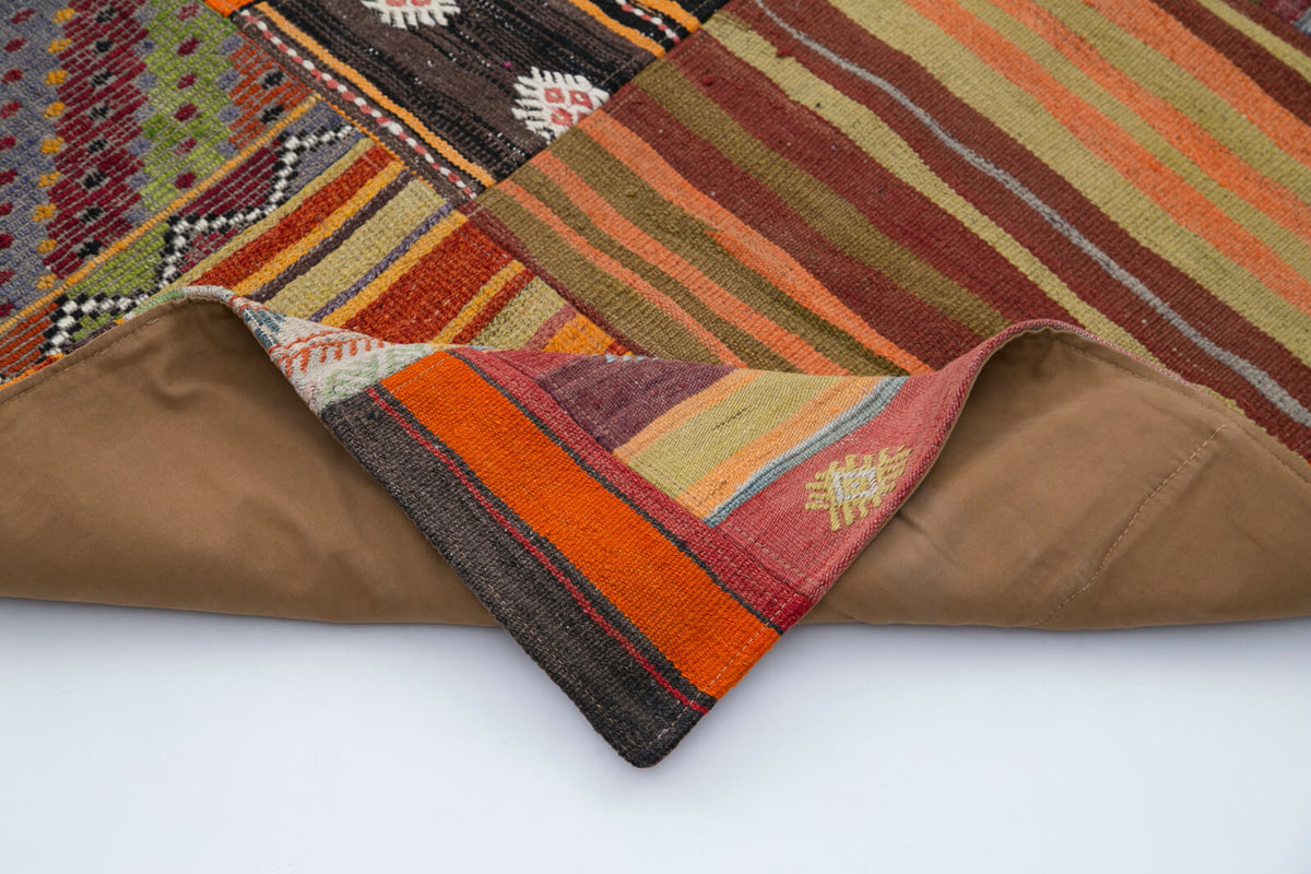 7x10 Orange Kilim Patchwork Rug - 30478