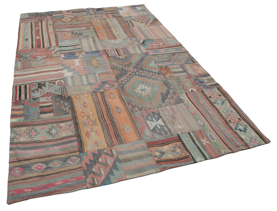 7x10 Brown Kilim Patchwork Rug - 30479