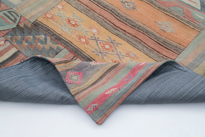 7x10 Brown Kilim Patchwork Rug - 30479
