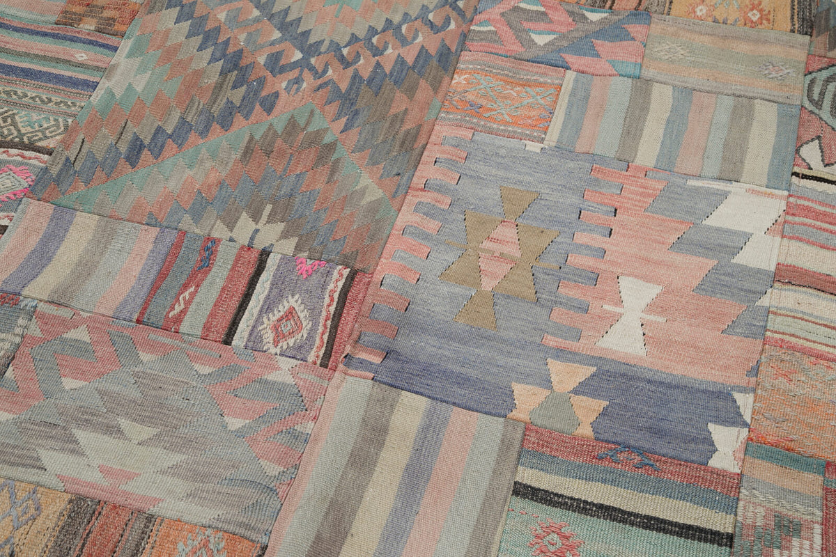 7x10 Brown Kilim Patchwork Rug - 30479