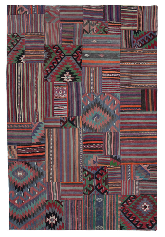 7x10 Multicolor Kilim Patchwork Rug - 30480