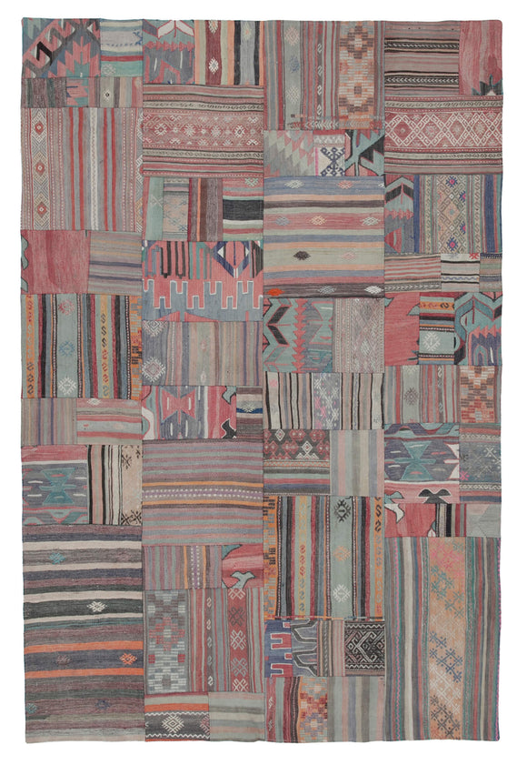7x10 Brown Kilim Patchwork Rug - 30481