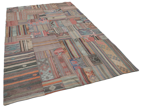 7x10 Brown Kilim Patchwork Rug - 30481