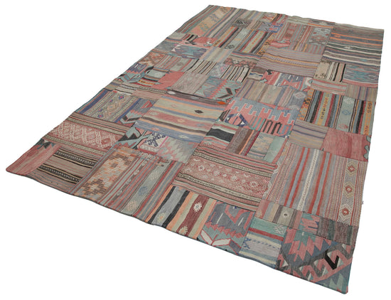 7x10 Brown Kilim Patchwork Rug - 30481