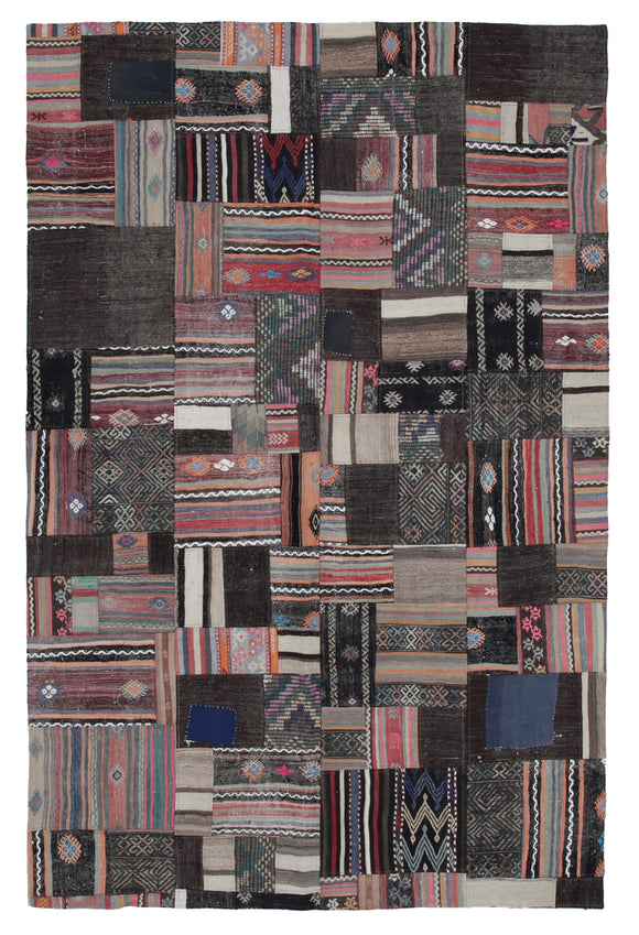 7x10 Brown Kilim Patchwork Rug - 30482