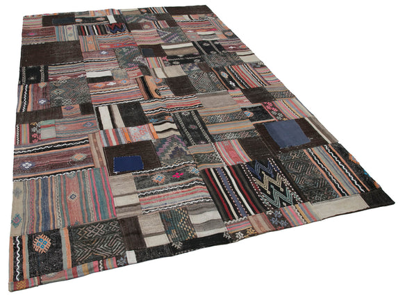 7x10 Brown Kilim Patchwork Rug - 30482