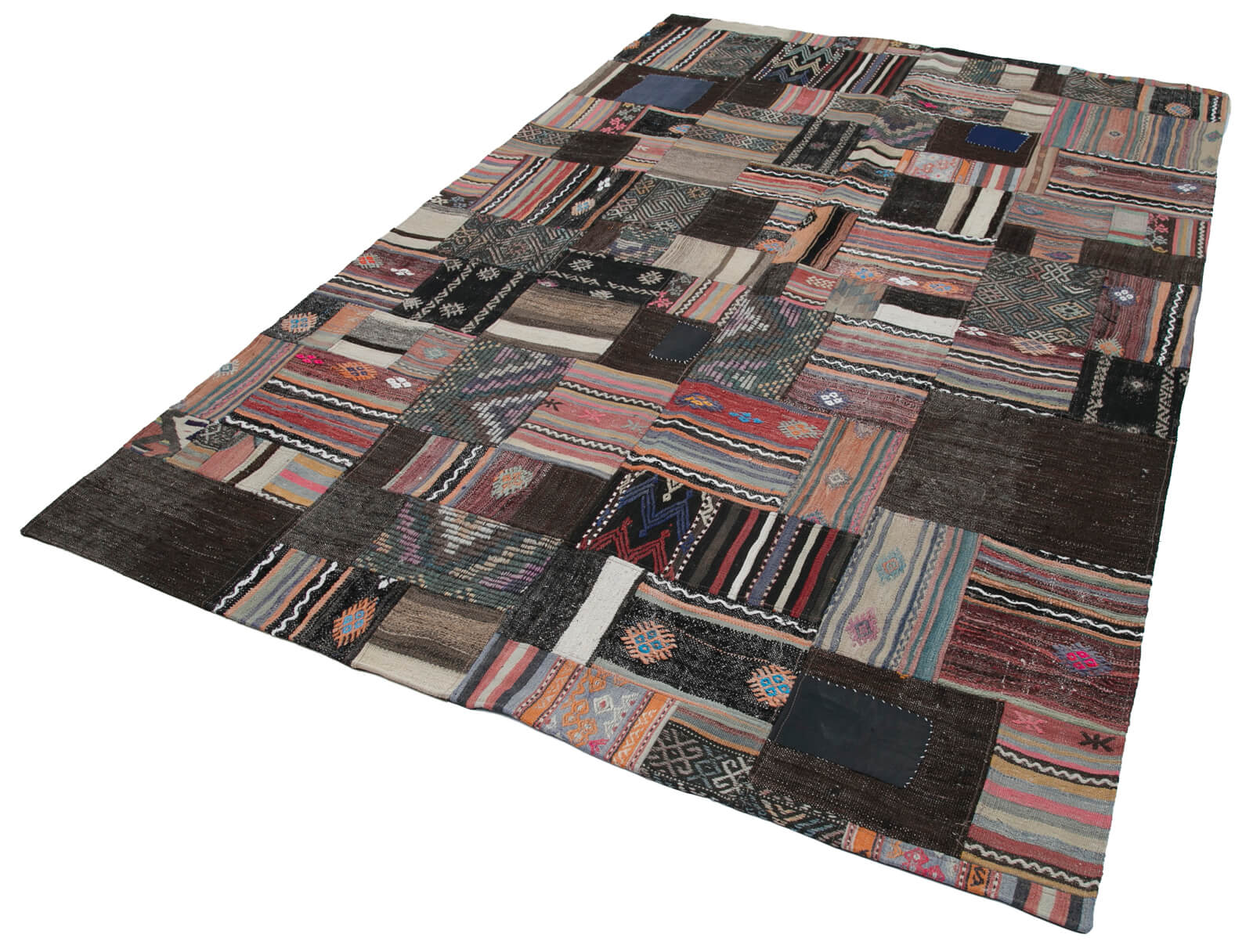 7x10 Brown Kilim Patchwork Rug - 30482