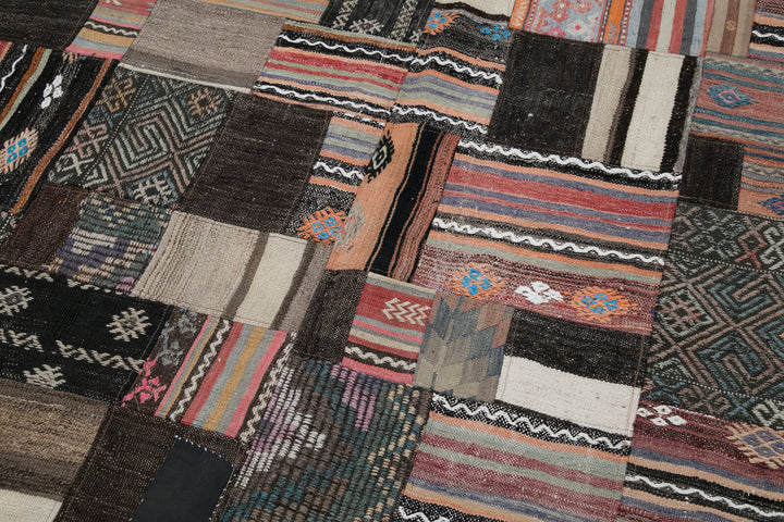 7x10 Brown Kilim Patchwork Rug - 30482