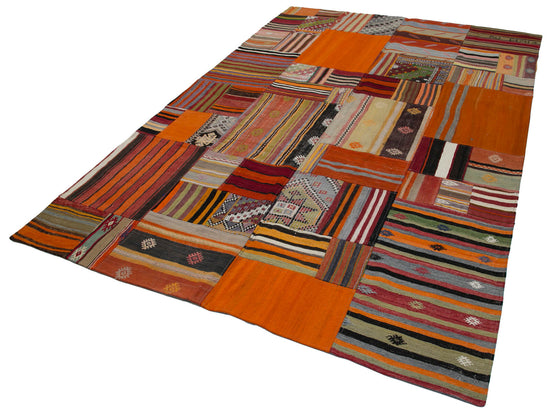 7x10 Orange Kilim Patchwork Rug - 30483