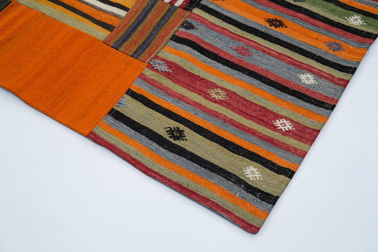 7x10 Orange Kilim Patchwork Rug - 30483