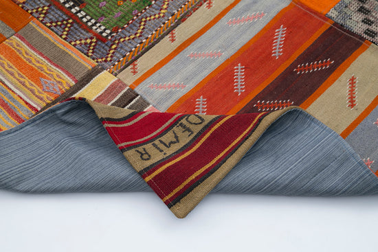 7x10 Orange Kilim Patchwork Rug - 30483
