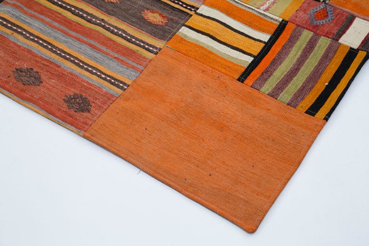 7x10 Orange Kilim Patchwork Rug - 30484