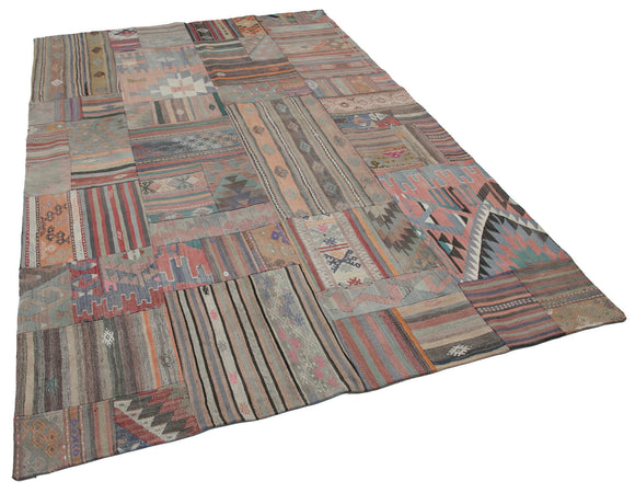 7x10 Brown Kilim Patchwork Rug - 30485