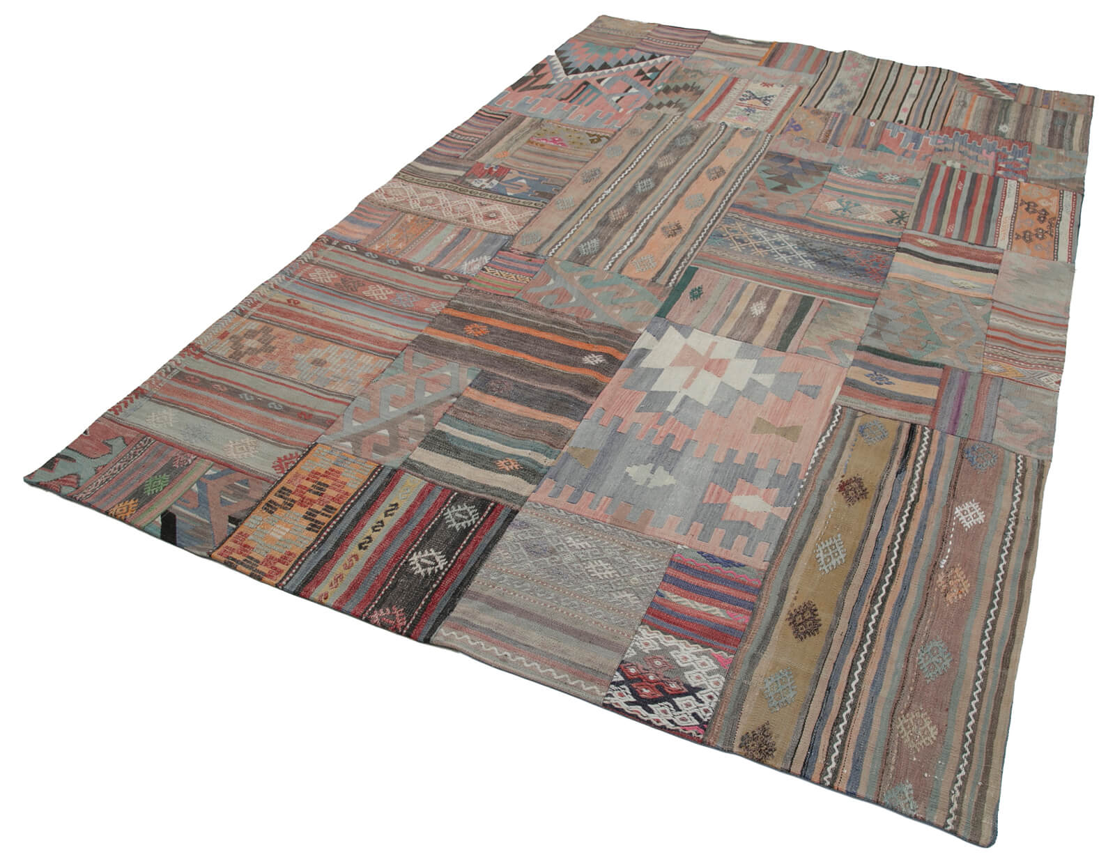 7x10 Brown Kilim Patchwork Rug - 30485