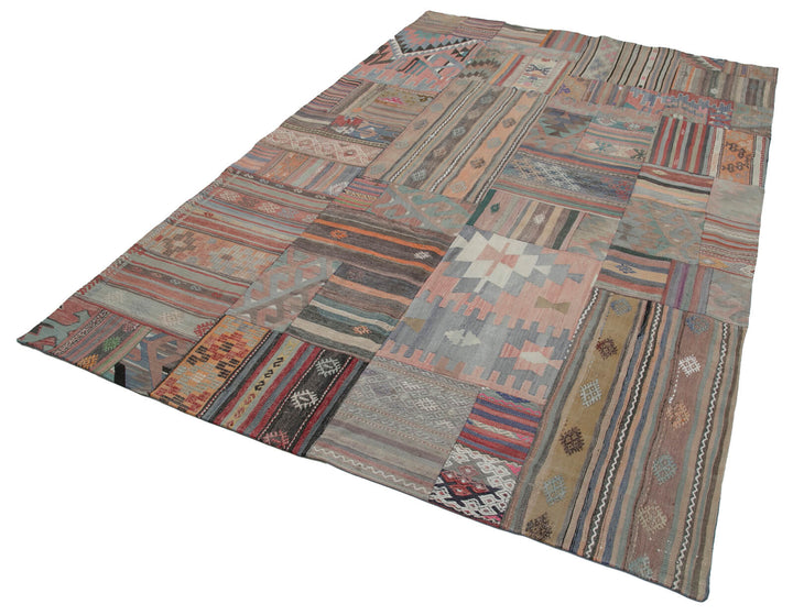 7x10 Brown Kilim Patchwork Rug - 30485