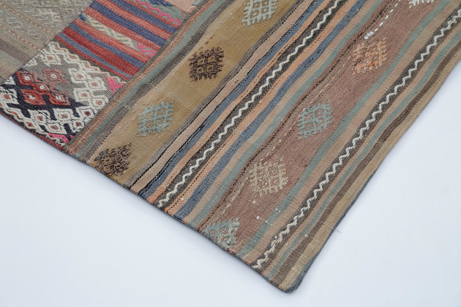 7x10 Brown Kilim Patchwork Rug - 30485