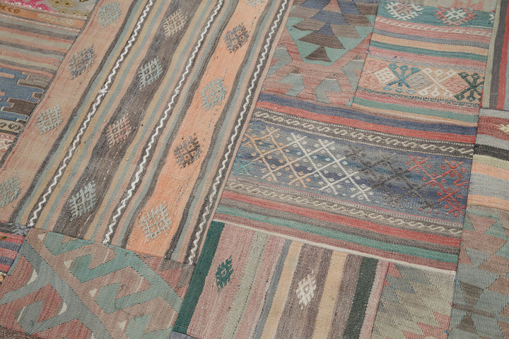 7x10 Brown Kilim Patchwork Rug - 30485