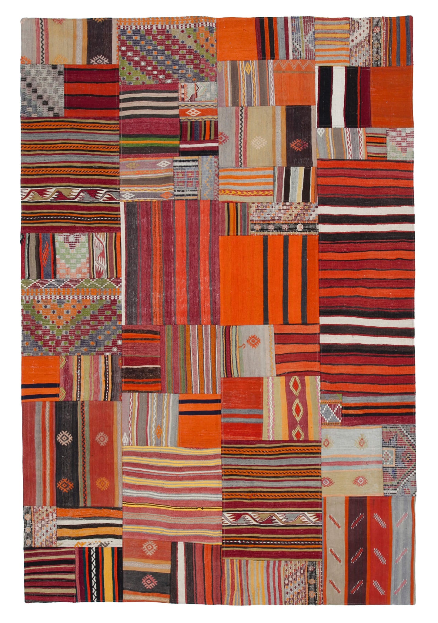 7x10 Orange Kilim Patchwork Rug - 30486